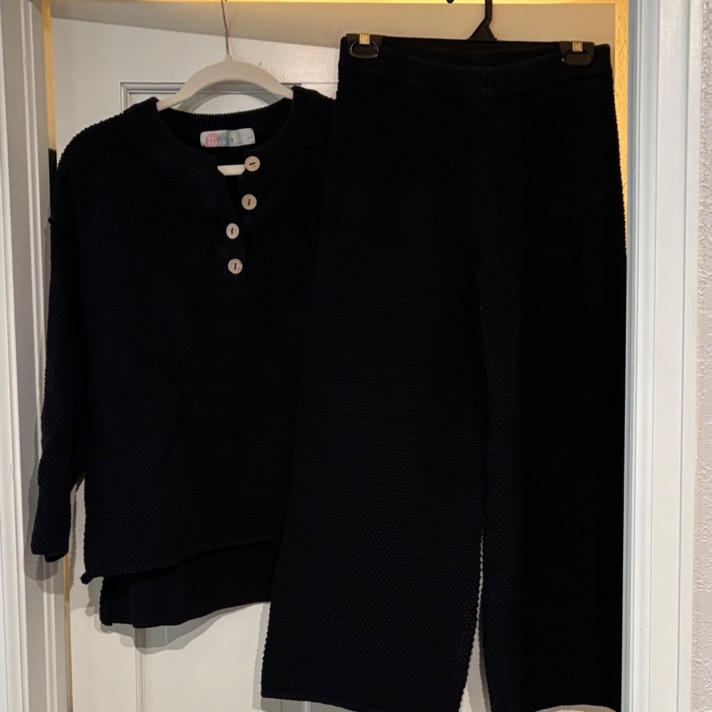 Free People Women's Black Textured Top and Pants